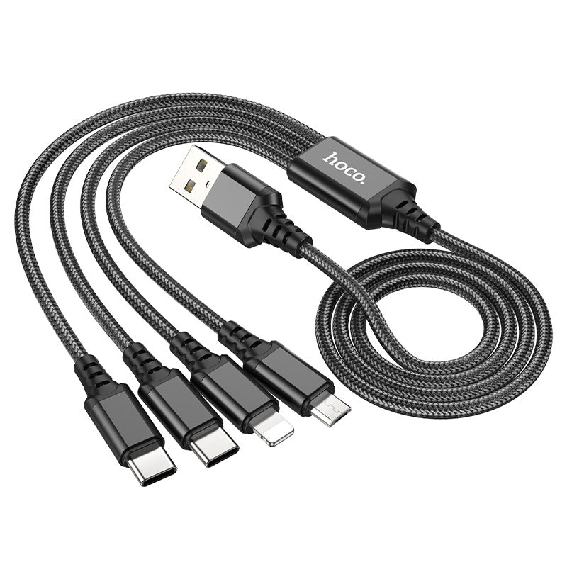 Hoco X76 4-in-1 Super charging cable(Type-C+Type-C+iP+Micro) - Saif Al Najmi Kw